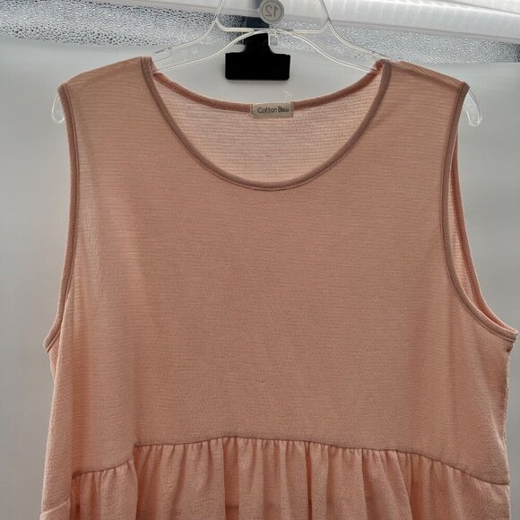 Cotton Bleu Women's Sleeveless Textured Ruffle Hem Top Peach Size XL - Picture 2 of 9